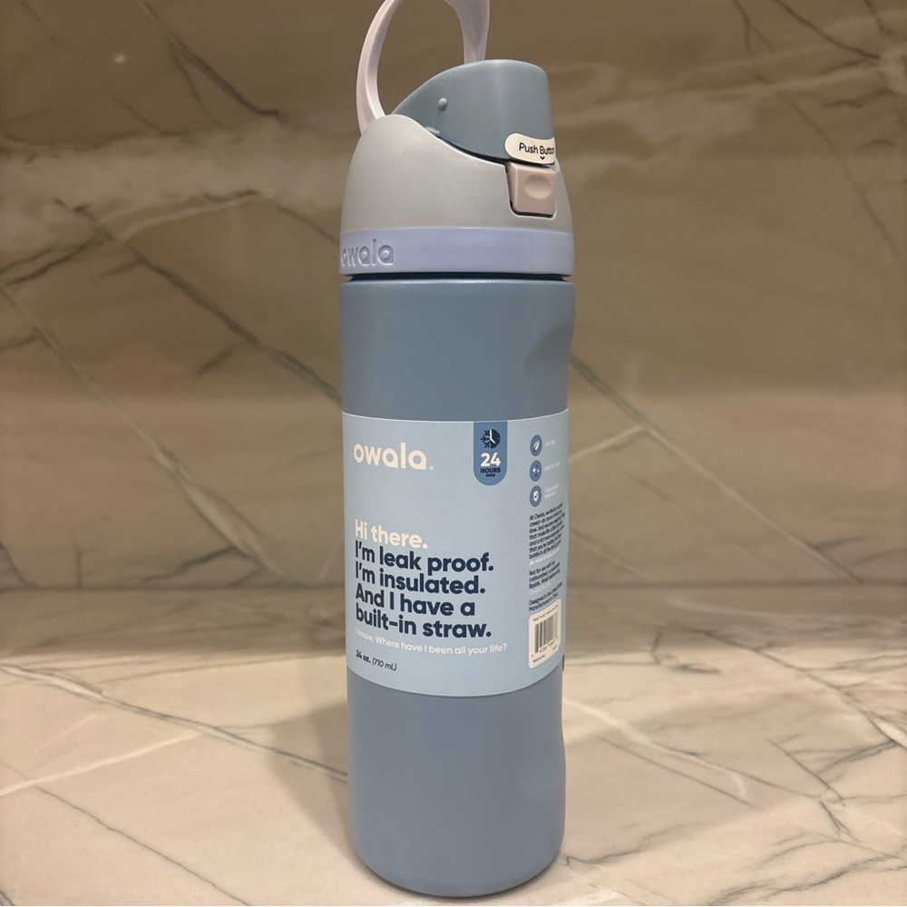 Owala FreeSip 24oz Sea Salt Blue Insulated Water Bottle Straw Lid, NWT - Picture 1 of 5